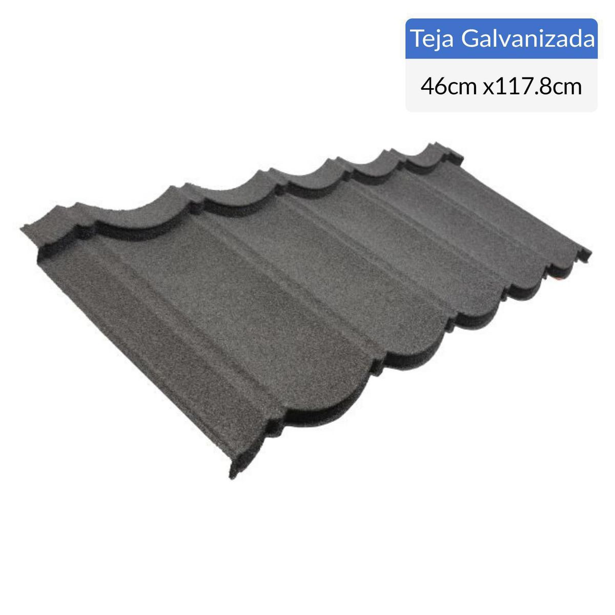INPPA - Teja Gravillada Inppatex Base Zinc Aluminio 1.178x0.46 m 0.4 mm Negro