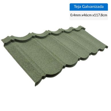 Teja Acero Galvanizado Prepintado 1.178x0.46 m 0.4 mm Verde/Negro