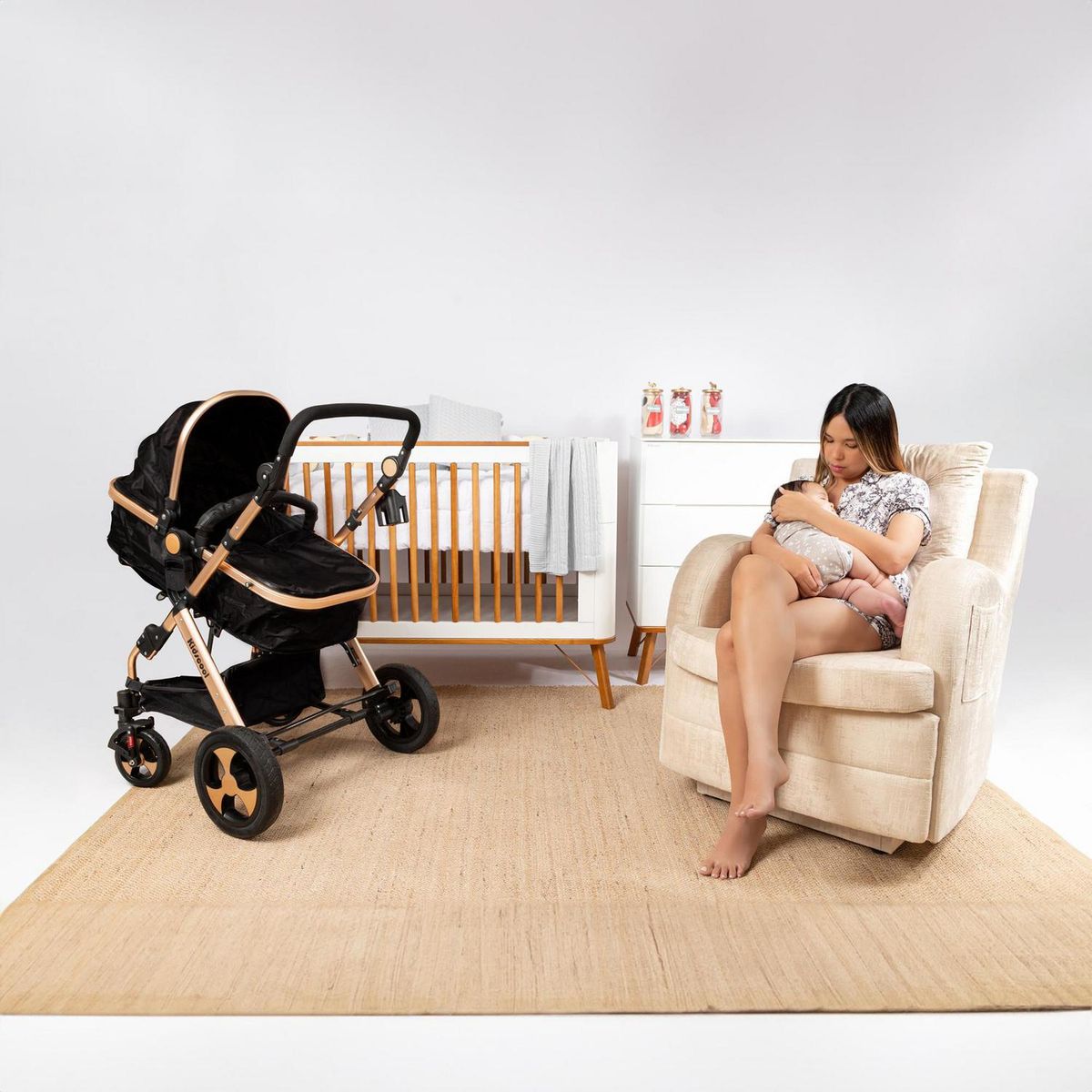 KIDSCOOL - Coche cuna de paseo 100x60x75 cm negro