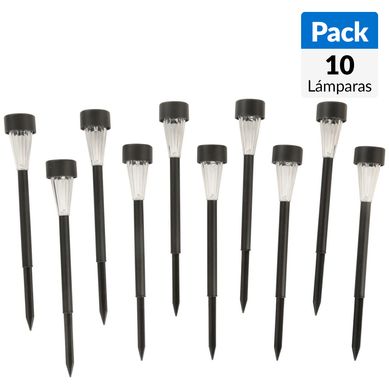 Pack de estacas solares LED 10 unidades Negro