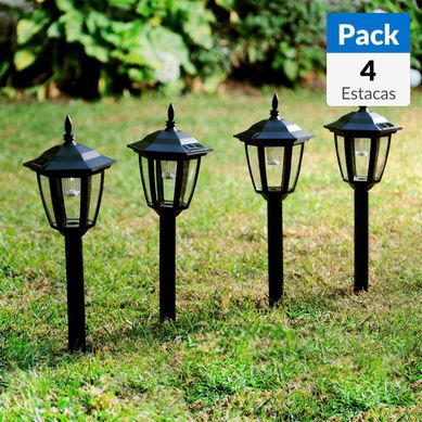 Pack 4 estacas solares LED Negro