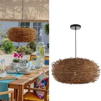 Lámpara Colgante Nido Ratán Café