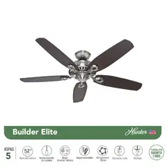 HUNTER - Ventilador de Techo Acero/Madera 5 aspas Elite