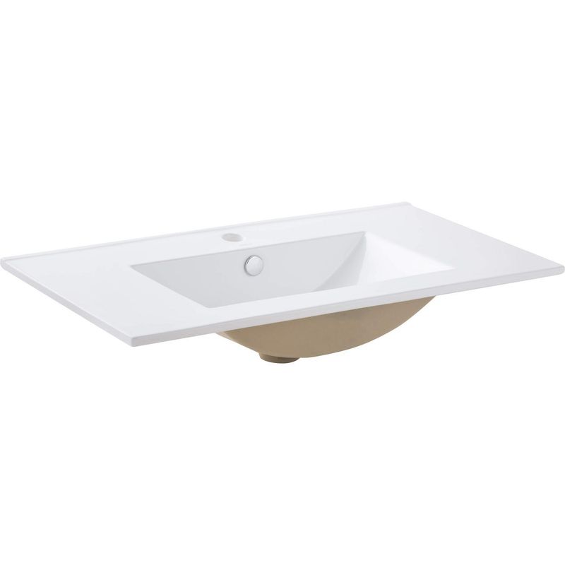 SENSI DACQUA - Lavamanos Empotrado Forma Rectangular Loza 82x17x46 cm Blanco