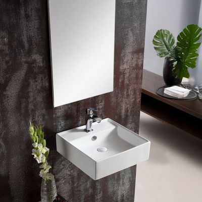 Imagen 2 del producto Lavamanos a Muro Forma Cuadrada Loza 46x13.5x46 cm Blanco