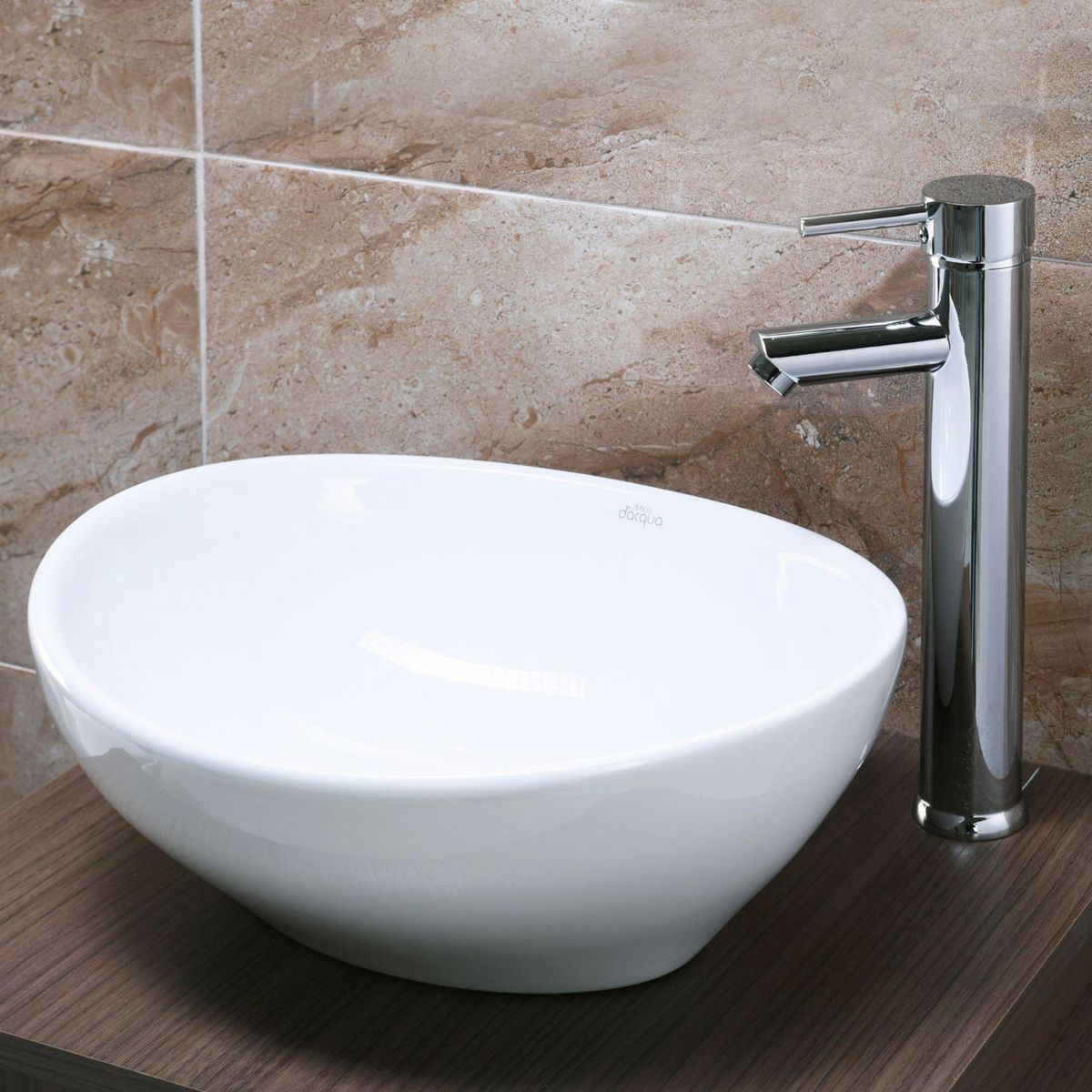 SENSI DACQUA - Lavamanos Forma Ovalada Loza 40x14.5x33.5 cm Blanco