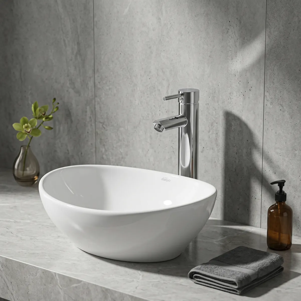 Lavamanos Forma Ovalada Loza 40x14.5x33.5 cm Blanco, marca SENSI DACQUA - Foto Principal