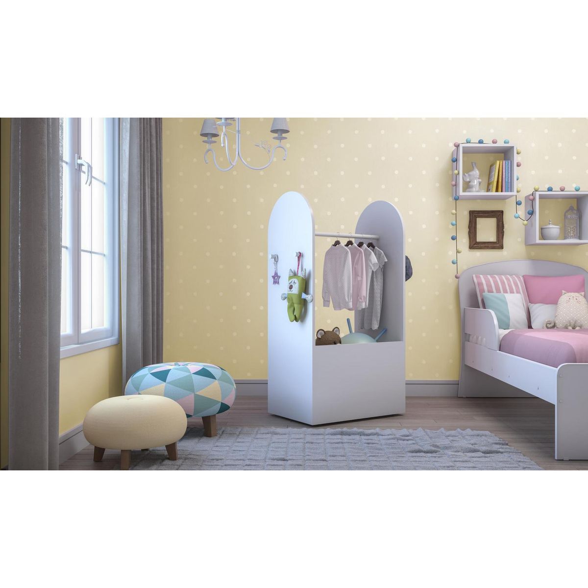 KIDSCOOL - Perchero Organizador Madera Blanco