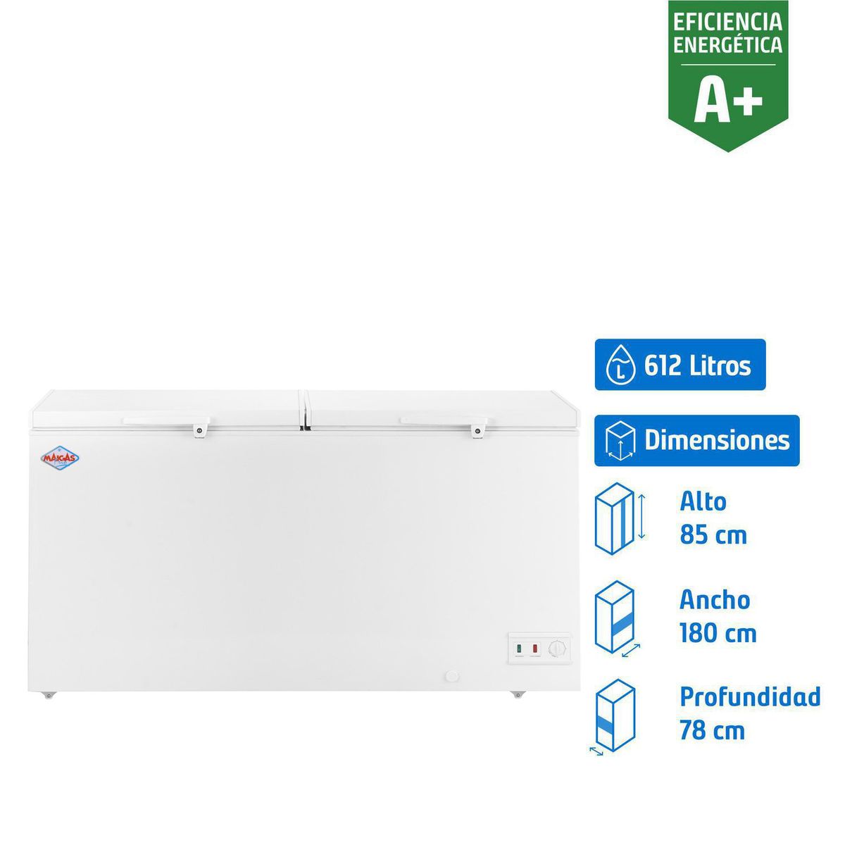 MAIGAS - Congelador Industrial Horizontal 612 Litros Blanco BD612