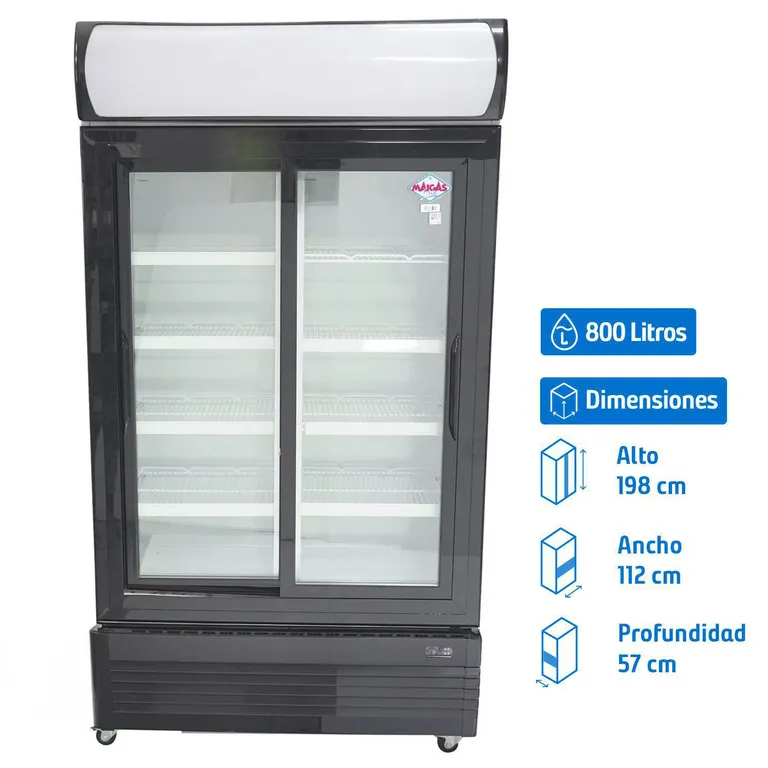 MAIGAS Visi-Cooler 2 puertas 800 litros negro/blanco