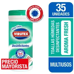 VIRUTEX - Toallas húmedas desinfectantes multiuso x35un fresh