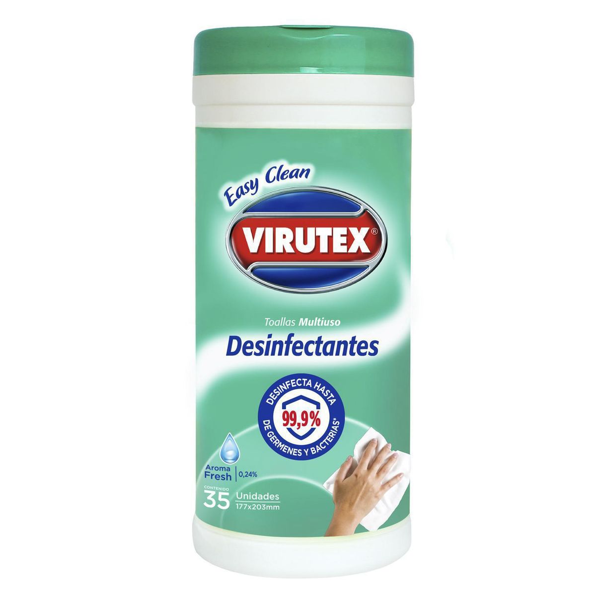 VIRUTEX - Toallas Húmedas Multiuso Desinfectantes Virutex Fresh 35 Unidades