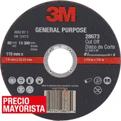 3M - Disco de corte 4,5" grano abrasivo