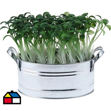 Arreglo de flores artificiales plstico con base de metal verde