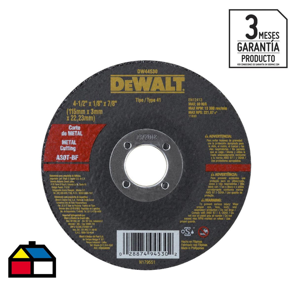 DEWALT - Pack 50 Discos Corte Metal 4,5" Grano Abrasivo