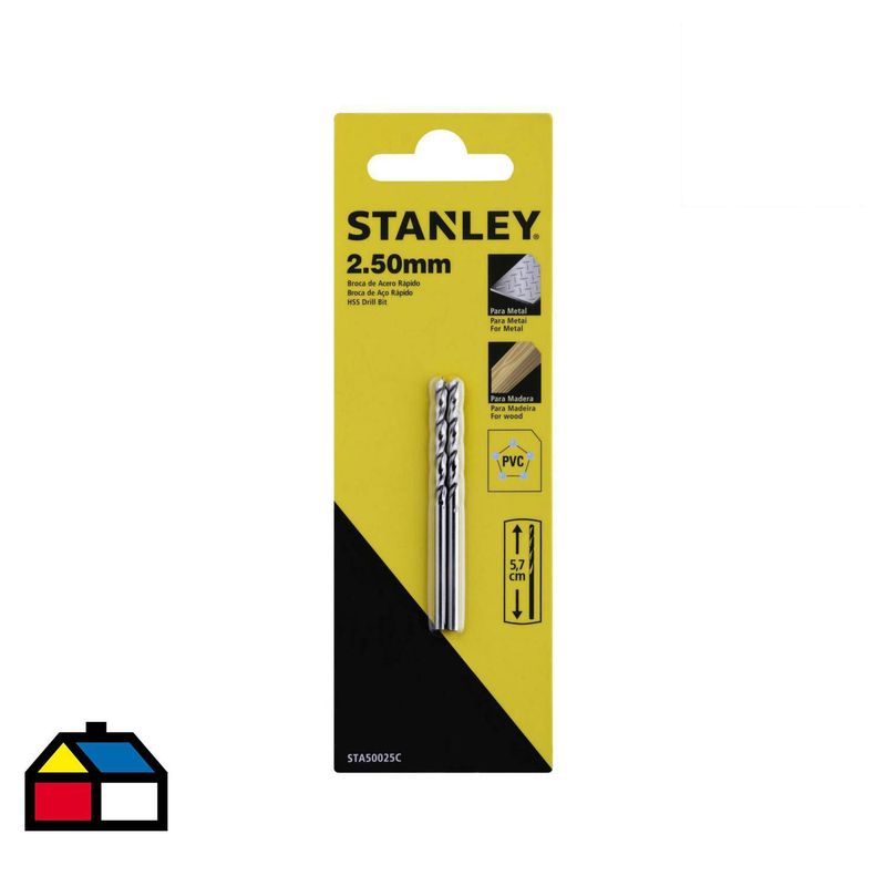 STANLEY - Broca HSS para metal 2,5x57 mm