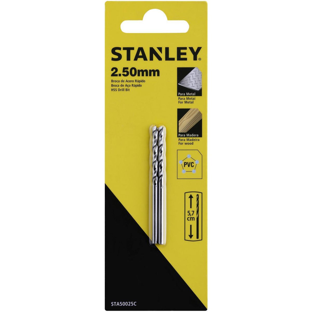 STANLEY - Broca HSS para metal 2,5x57 mm
