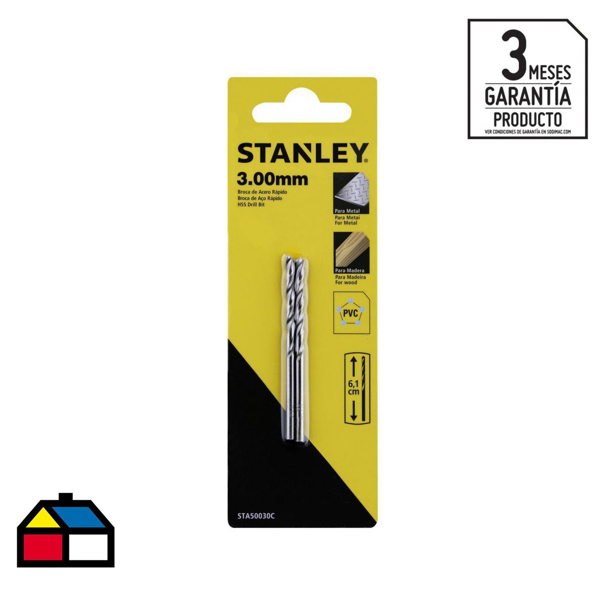 STANLEY - Broca HSS para metal 3x61 mm