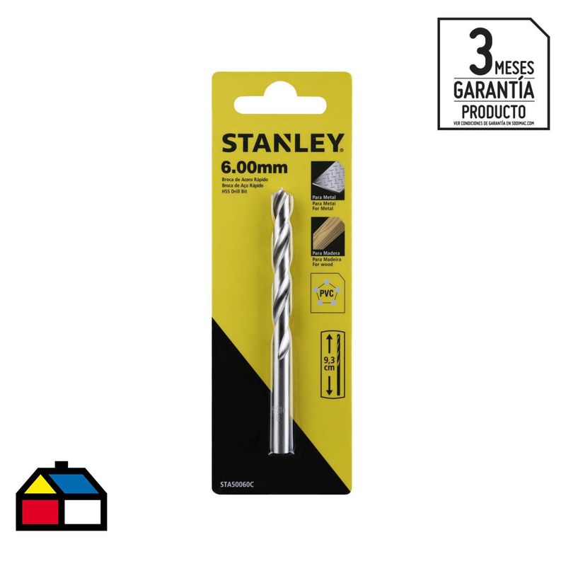 STANLEY - Broca HSS para metal 6x93 mm