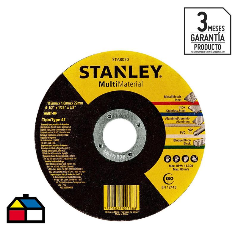 STANLEY - Disco multimaterial 115x1,0x22 mm