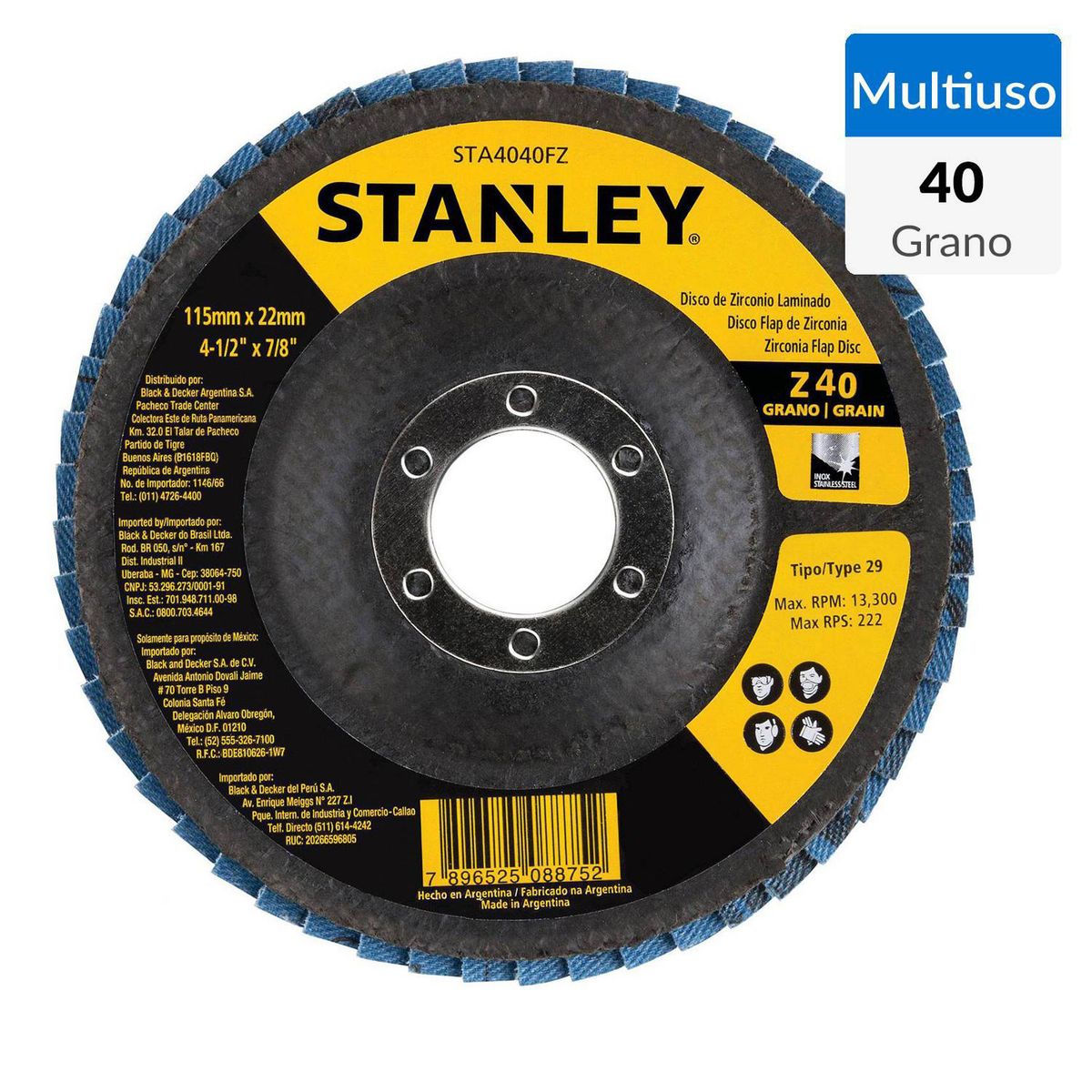 STANLEY - Disco de lija traslapado 4,5"