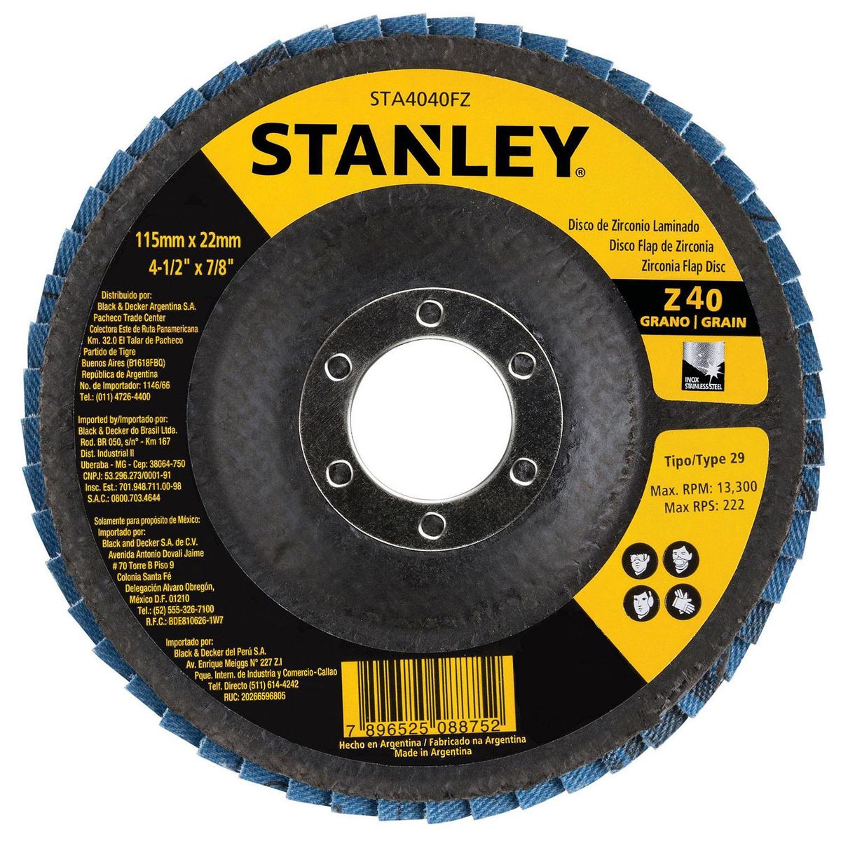 STANLEY - Disco de lija traslapado 4,5"