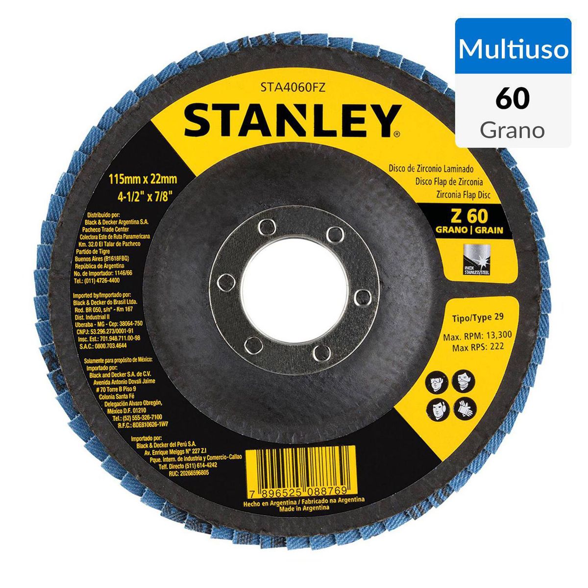STANLEY - Disco de lija traslapado 4,5"