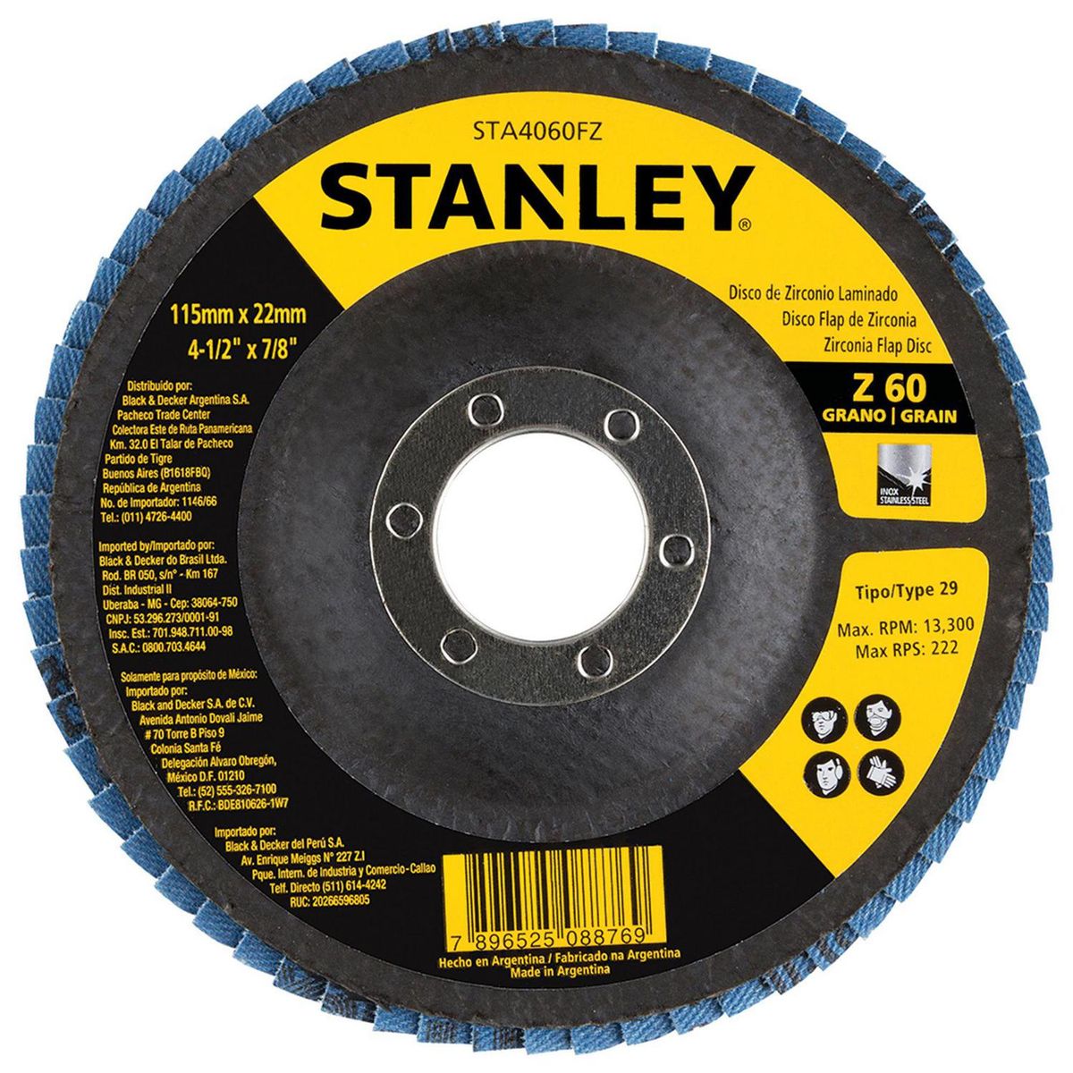 STANLEY - Disco de lija traslapado 4,5"