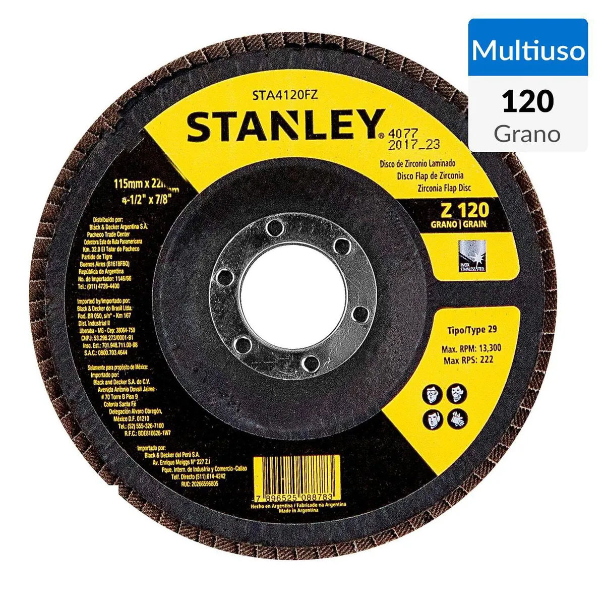 STANLEY - Disco de lija traslapado 4,5"