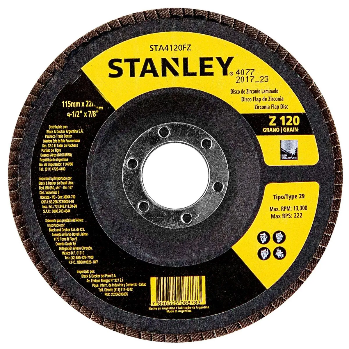 STANLEY - Disco de lija traslapado 4,5"