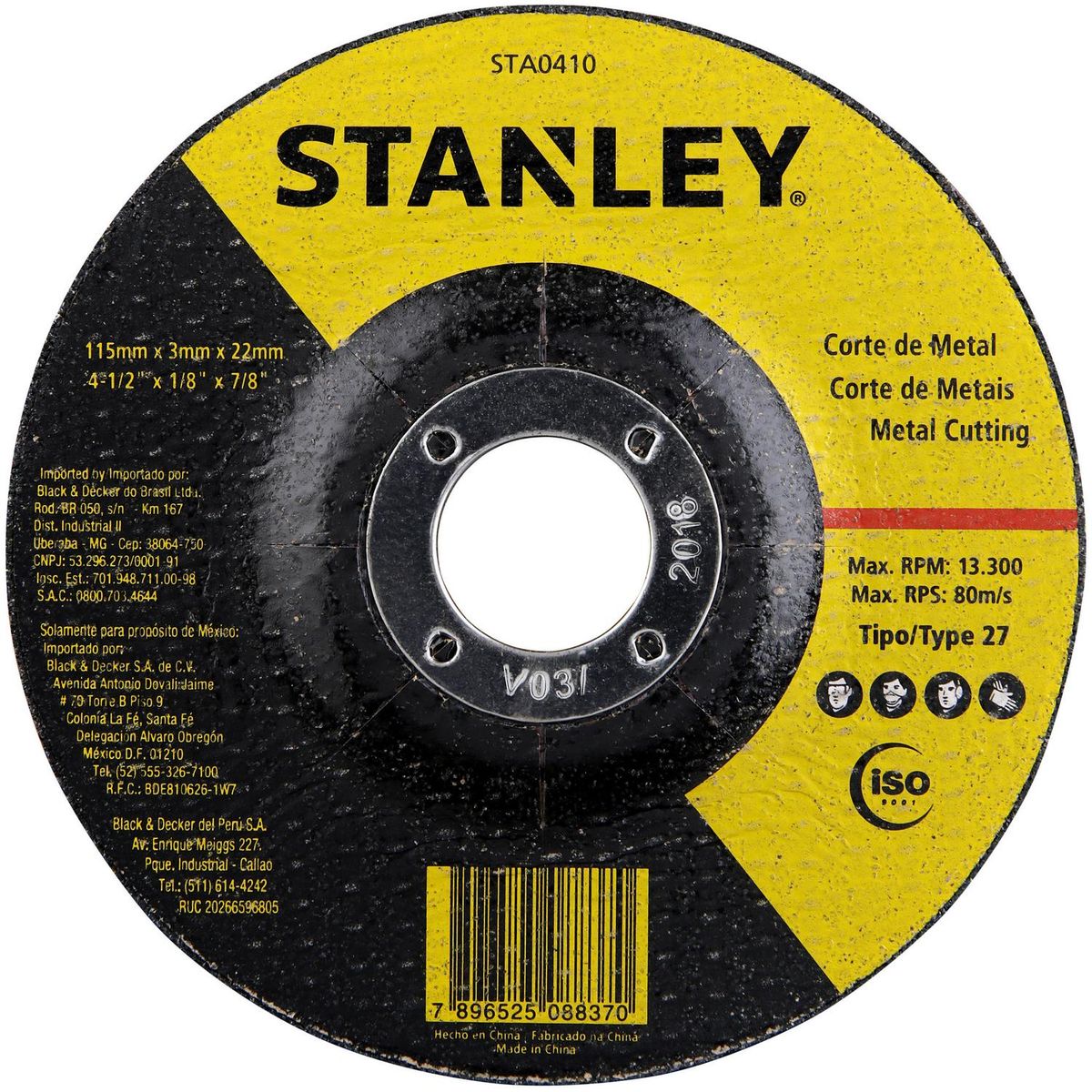 STANLEY - Disco de corte 4,5" grano abrasivo