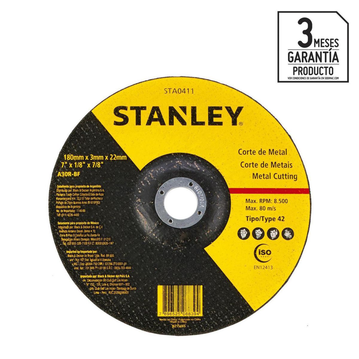 STANLEY - Disco de corte 7" grano abrasivo