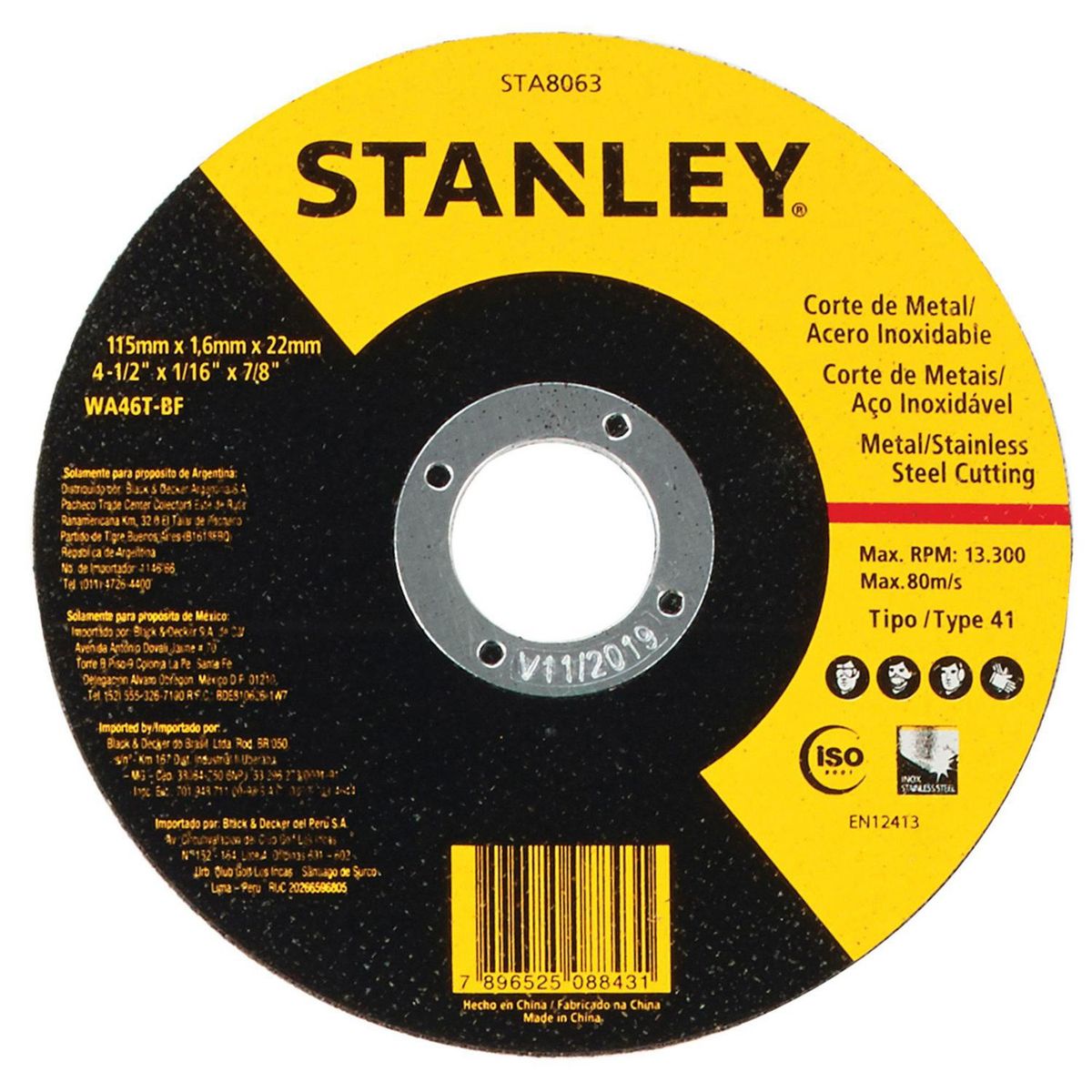 STANLEY - Disco de corte 4,5" grano abrasivo