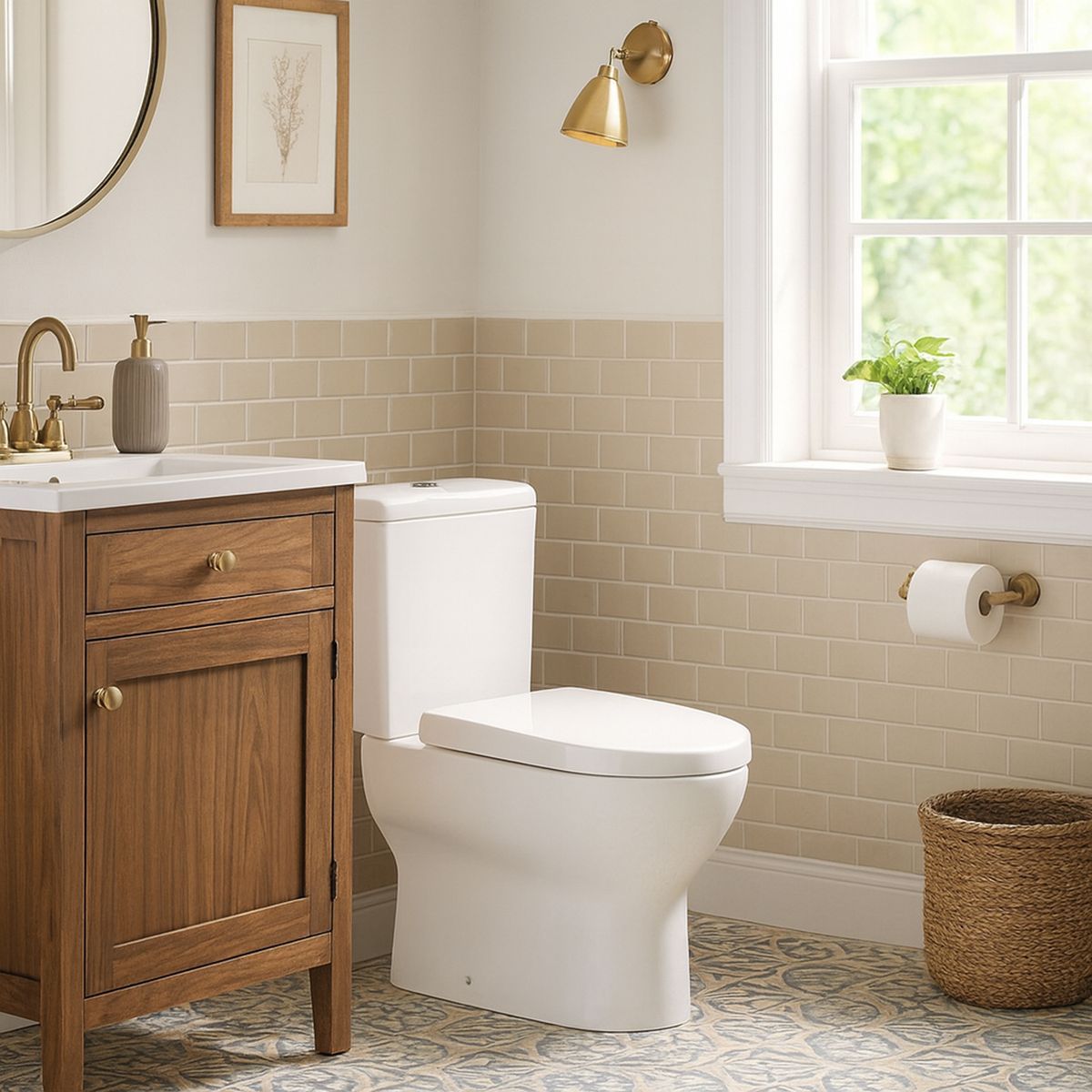 TEBISA - Sanitario Two piece a Muro 18 cm 6.8 Litros SAN-2003A Blanco