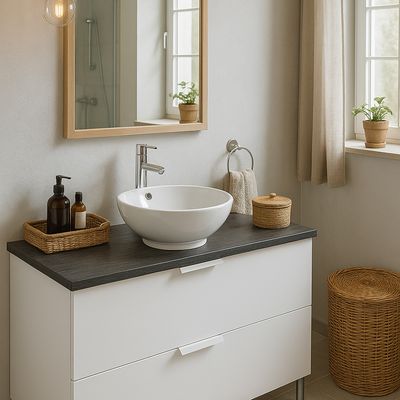 Imagen 2 del producto Lavamanos Forma Redonda Loza 42x17x42 cm Blanco