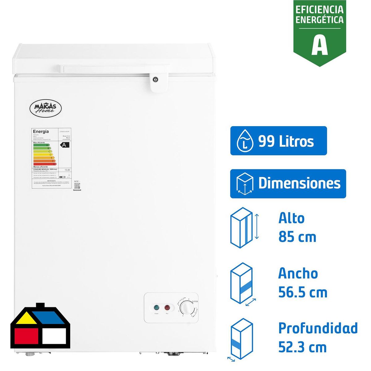MAIGAS - Congelador Industrial Horizontal 99 Litros Blanco HS-129C