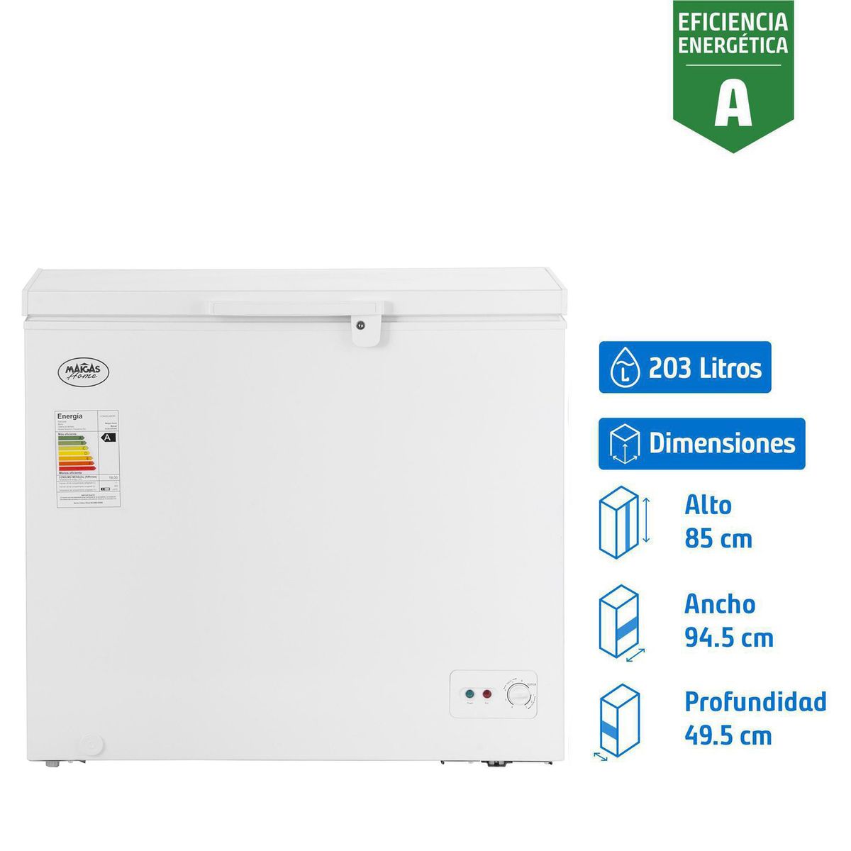 MAIGAS - Congelador Industrial Horizontal 203 Litros Blanco HS-259C