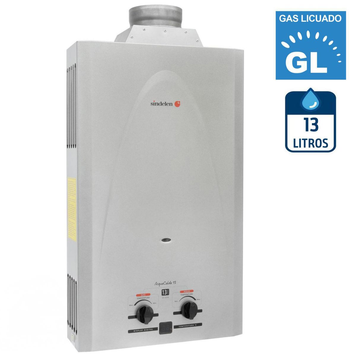 SINDELEN - Calefont Gas Licuado 13 Litros Tiro Natural