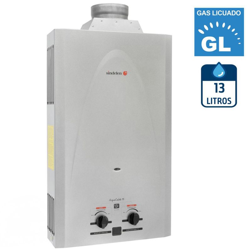SINDELEN - Calefont Gas Licuado 13 Litros Tiro Natural