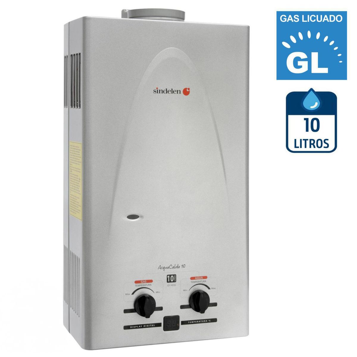 SINDELEN - Calefont Gas Licuado 10 Litros Tiro Natural 