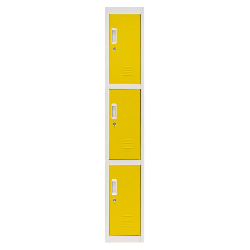 MALETEK - Locker con Portacandado 3 Puerta(s) 50x166x29 cm Amarillo