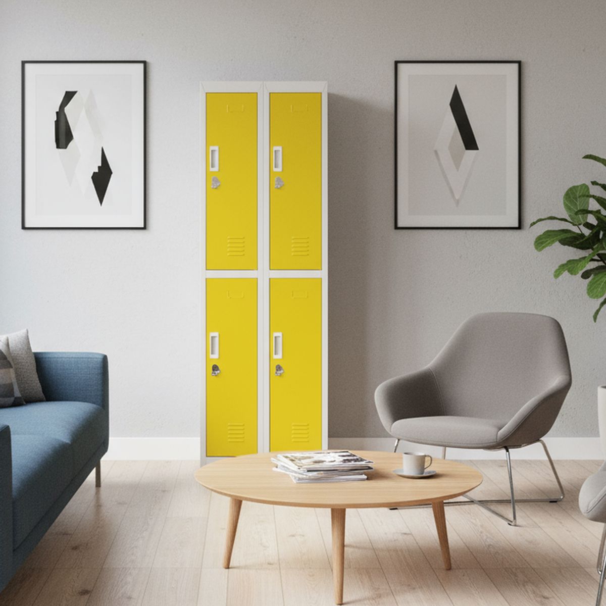 MALETEK - Locker con Portacandado 4 Puerta(s) 4 Repisa(s) 50xx57 cm Amarillo