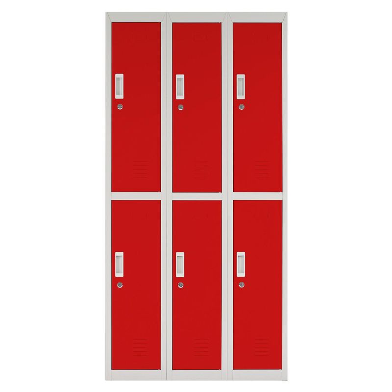 MALETEK - Locker Acero con Llave 6 Puerta(s) 6 Repisa(s) 50xx83 cm Rojo
