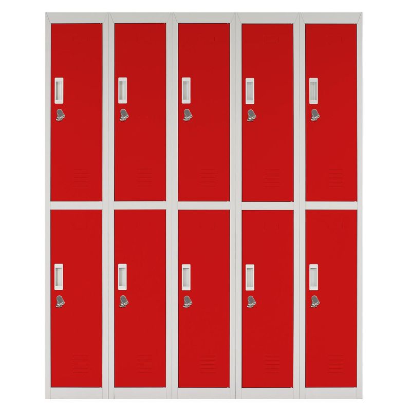 MALETEK - Locker con Portacandado 10 Puerta(s) 10 Repisa(s) 50xx140 cm Rojo