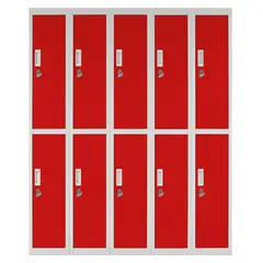 MALETEK - Locker con Portacandado 10 Puerta(s) 10 Repisa(s) 50xx140 cm Rojo