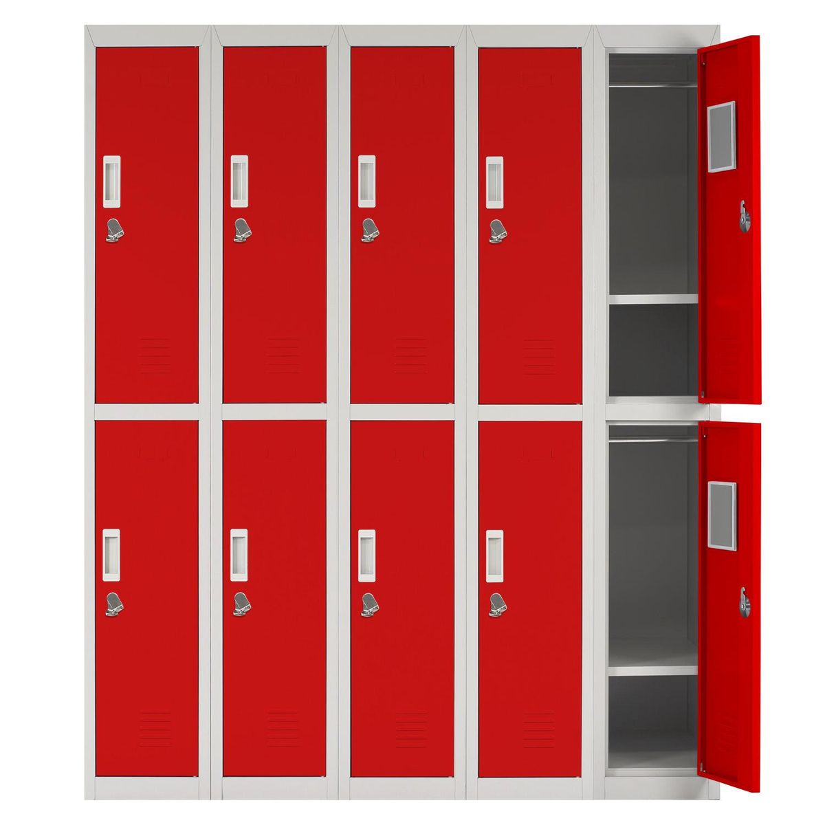 MALETEK - Locker con Portacandado 10 Puerta(s) 10 Repisa(s) 50x166x140 cm Rojo