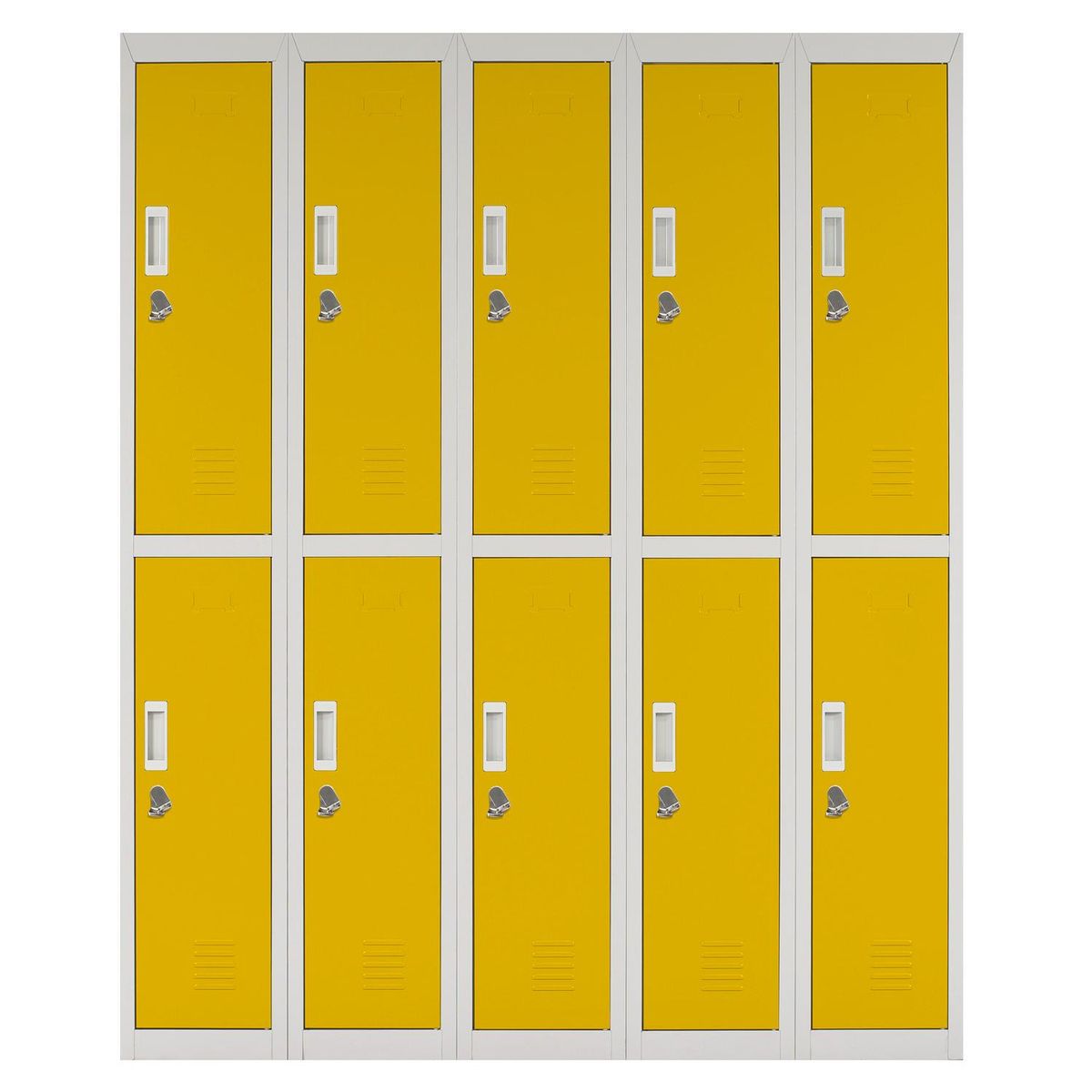 MALETEK - Locker Acero con Llave 10 Puerta(s) 10 Repisa(s) 50xx140 cm Amarillo