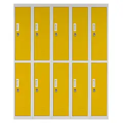 MALETEK - Locker Acero con Llave 10 Puerta(s) 10 Repisa(s) 50xx140 cm Amarillo