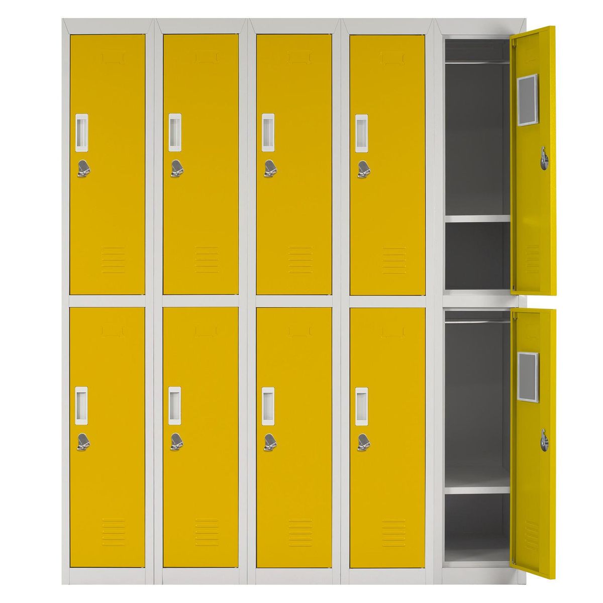 MALETEK - Locker Acero con Llave 10 Puerta(s) 10 Repisa(s) 50xx140 cm Amarillo