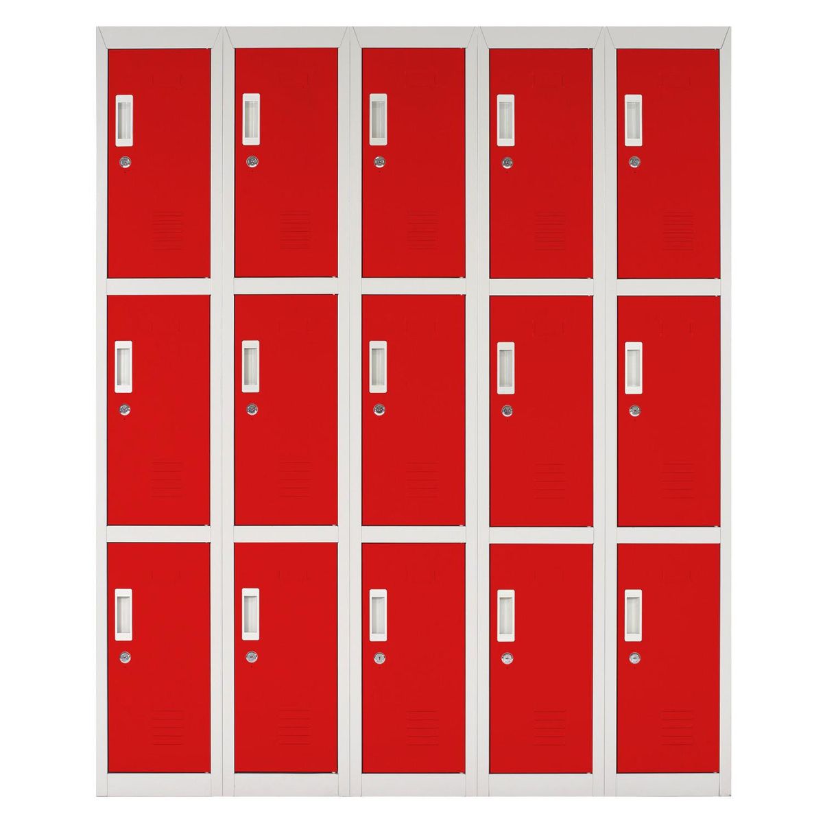 MALETEK - Locker Acero con Llave 15 Puerta(s) 50x166x140 cm Rojo
